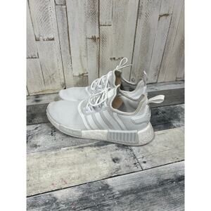 Adidas Shoes Mens 8.5 NMD R1 Triple White Running Sneakers White Lace Up Low Top